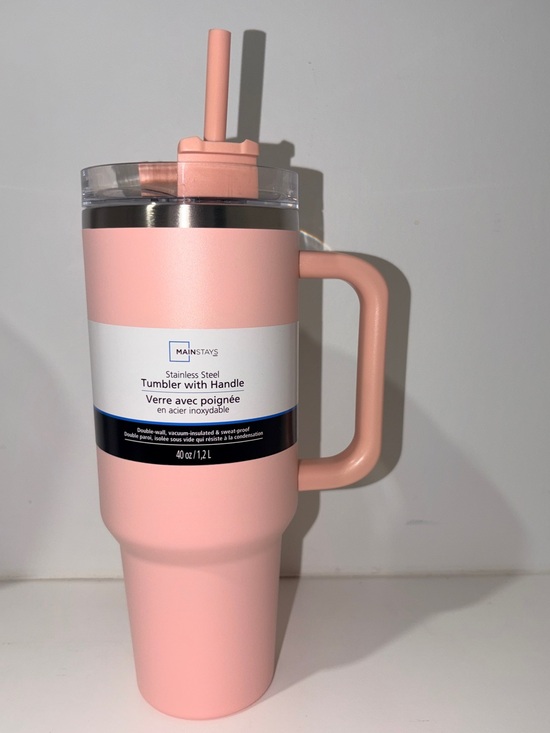 Mainstays Other - Mainstays 40oz Blush Pink Stainless Steel Tumbler With Handle & Straw NWT